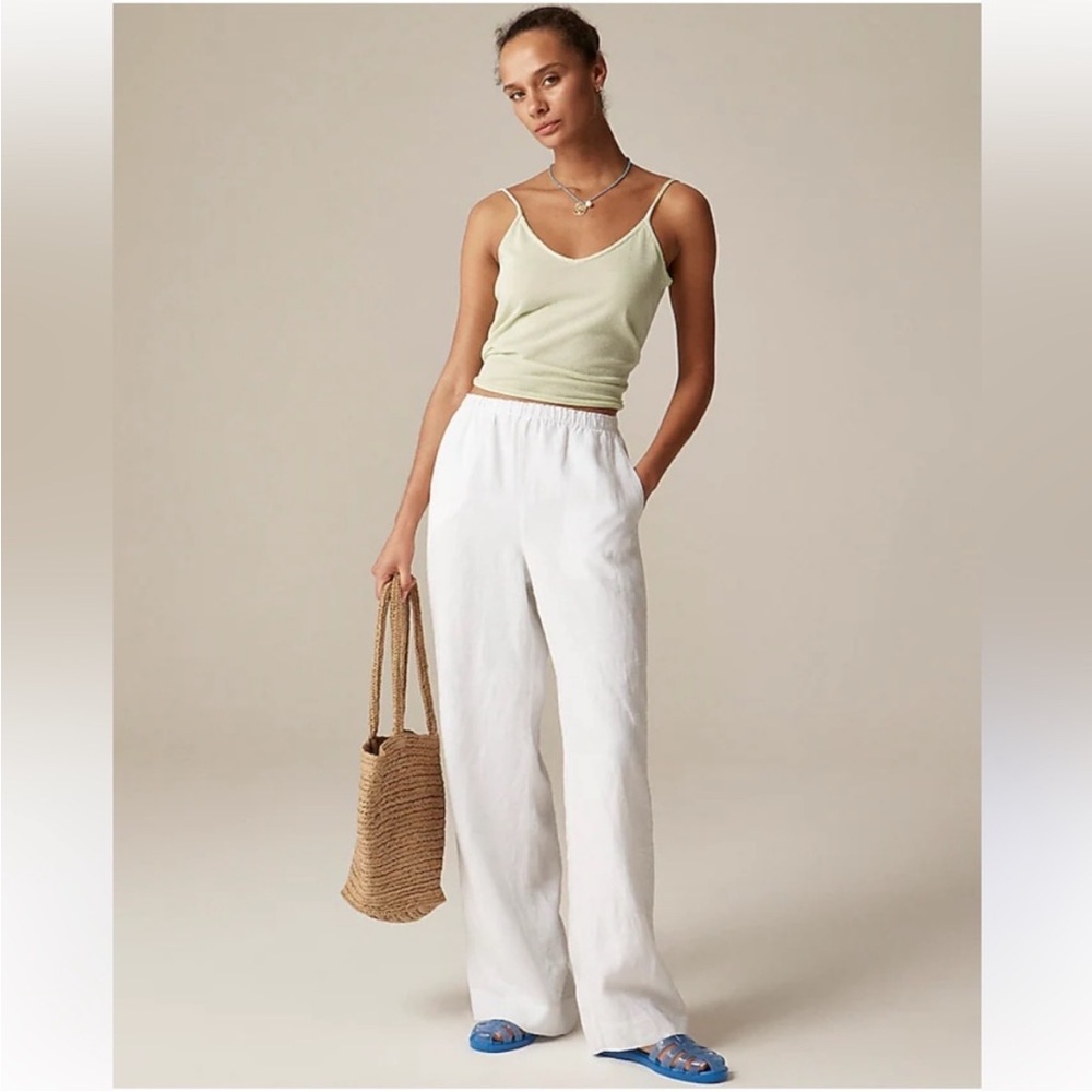 J Crew Pants L Stratus Linen White